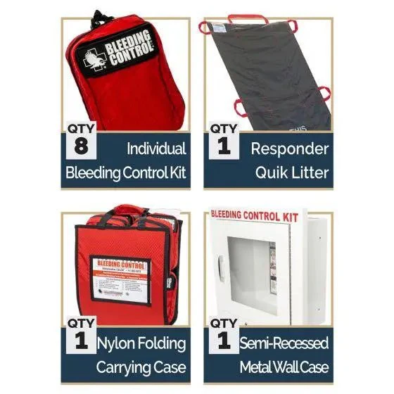 Public Access Bleeding Control Station - 8-PACK Nylon Pouch - Clear Polycarbonate Cabinet - Image 10