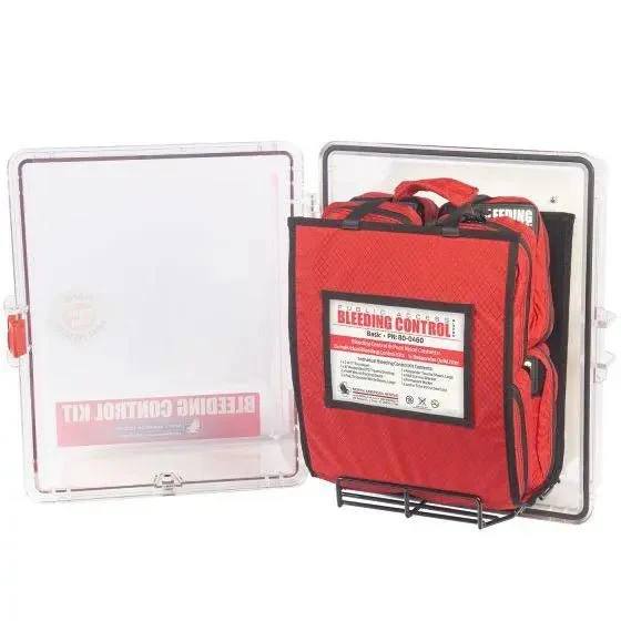 Public Access Bleeding Control Station - 8-PACK Nylon Pouch - Clear Polycarbonate Cabinet - Image 3