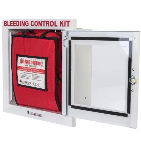 Public Access Bleeding Control Station - 8-PACK Nylon Pouch - Metal Semi-Recessed Cabinet - Image 4