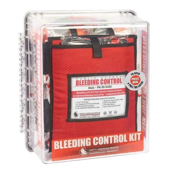 Public Access Bleeding Control Station - 8-PACK VACUUM SEALED - Clear PolyCarbonate Cabinet - Image 3