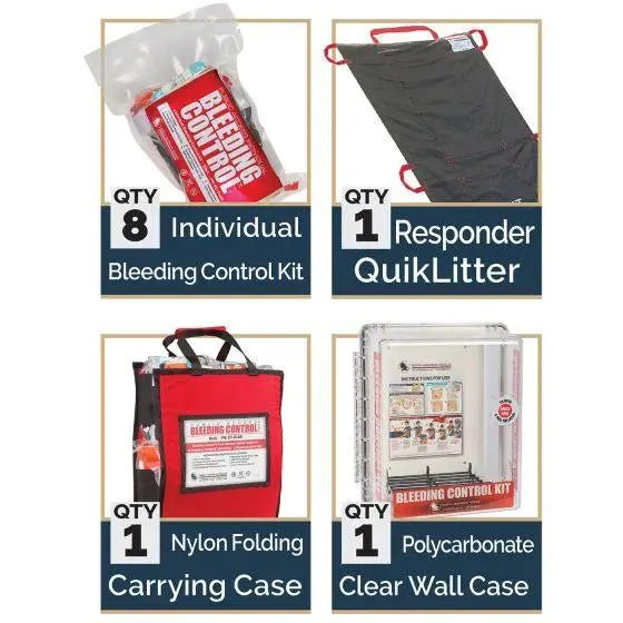 Public Access Bleeding Control Station - 8-PACK VACUUM SEALED - Clear PolyCarbonate Cabinet - Image 8