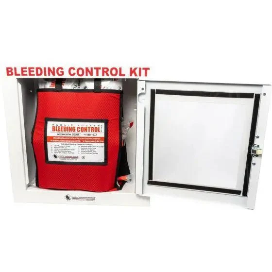 Public Access Bleeding Control Station - 8-PACK VACUUM SEALED - Metal Semi-Recessed Cabinet - Image 4
